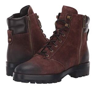 Boots Michael Kors Rosario Brown Suede Leather Ankle‎ Lace Up Combat Womens 8.5